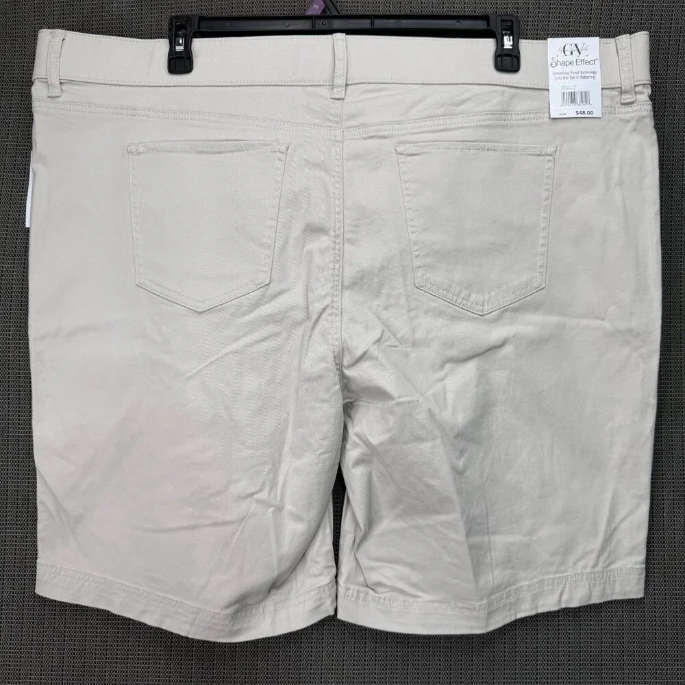 Gloria Vanderbilt Shape Effect High-Rise Bermuda Shorts 24W Beige Cotton Blend W - Picture 2 of 12